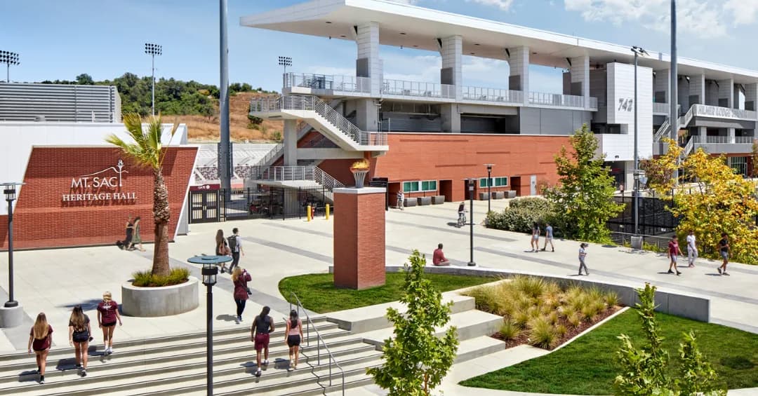 Mt. SAC's stadium and campus plaza in Walnut