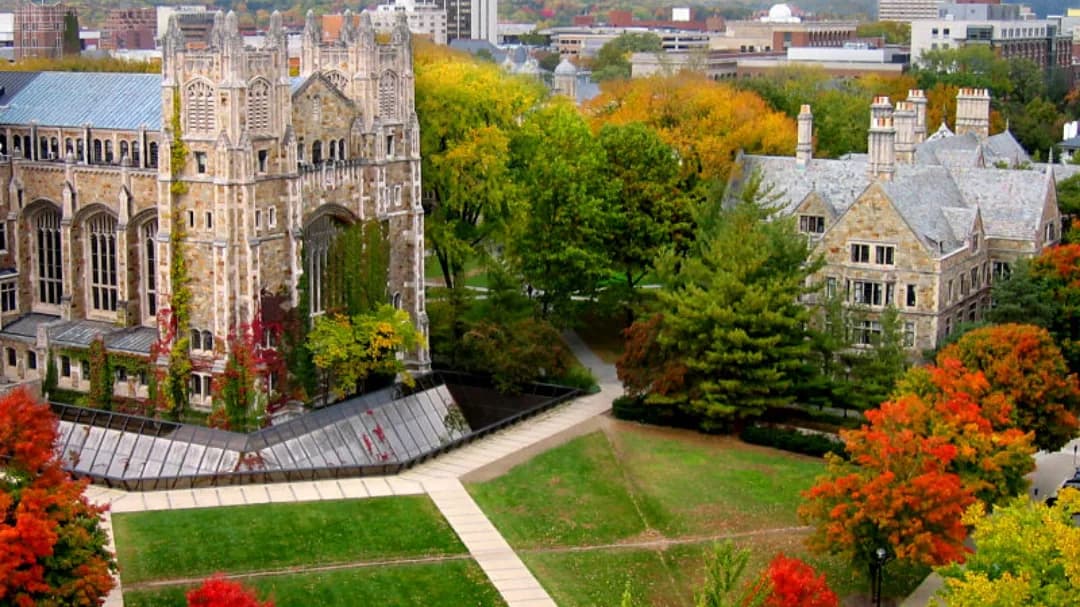University of Michigan campus buildings in fall colors