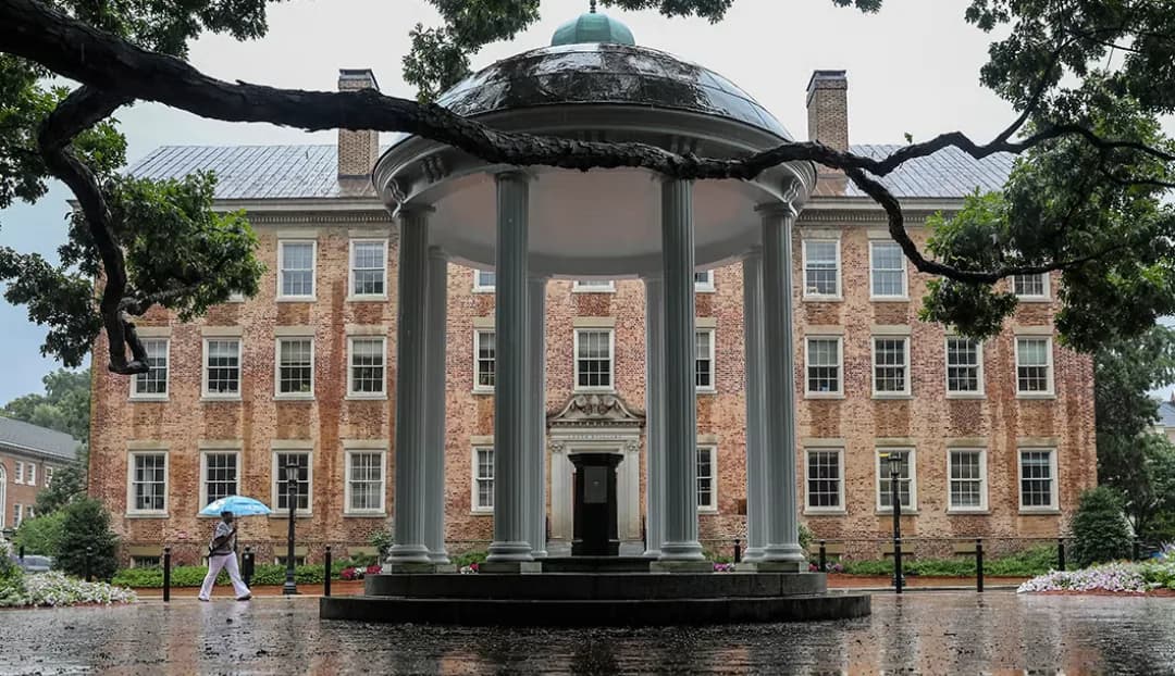 The Old Well at UNC Chapel Hill in the rain