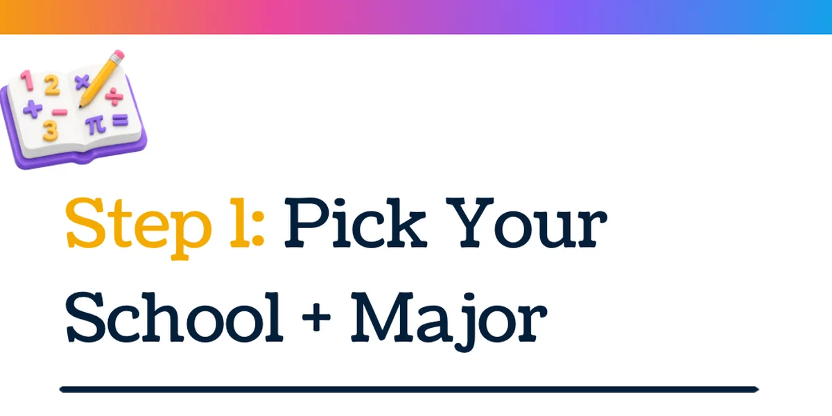 Step 1: pick your school and major