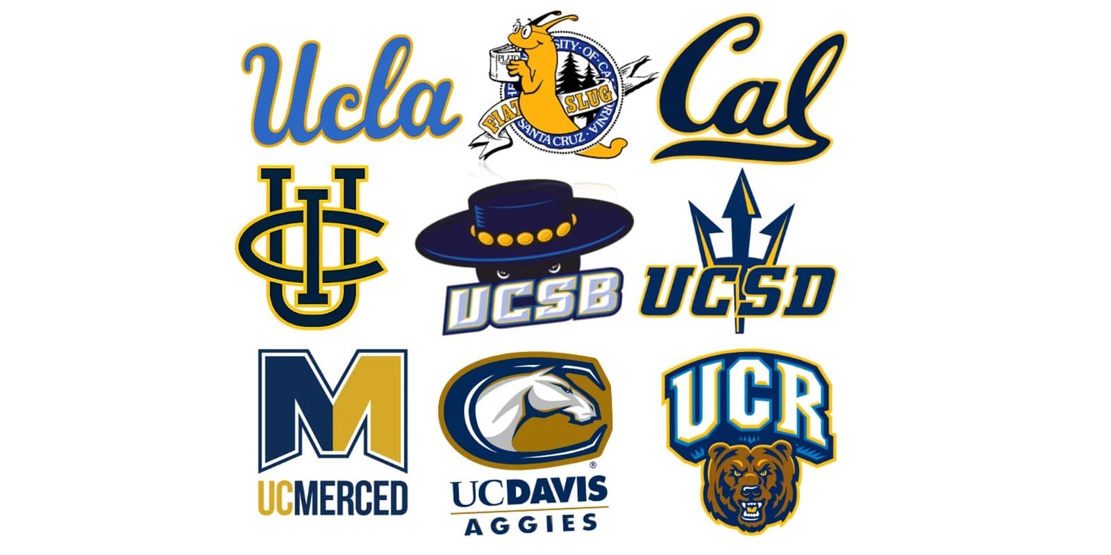 Logos of all nine UC campuses including UCLA, UC Santa Cruz, Cal, UC Irvine, UCSB, UCSD, UC Merced, UC Davis, and UC Riverside