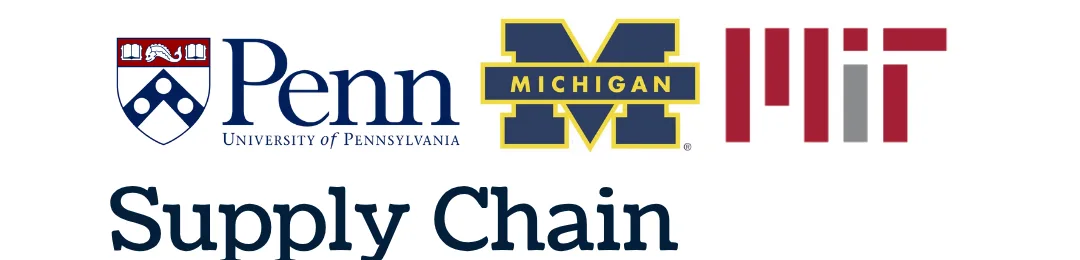 Logos of top supply chain schools: Penn, Michigan, and MIT