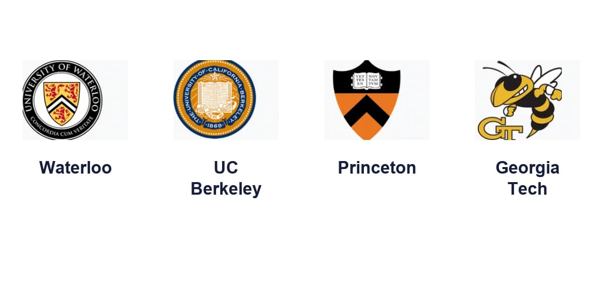 Hardest academics: Waterloo, UC Berkeley, Princeton, and Georgia Tech logos