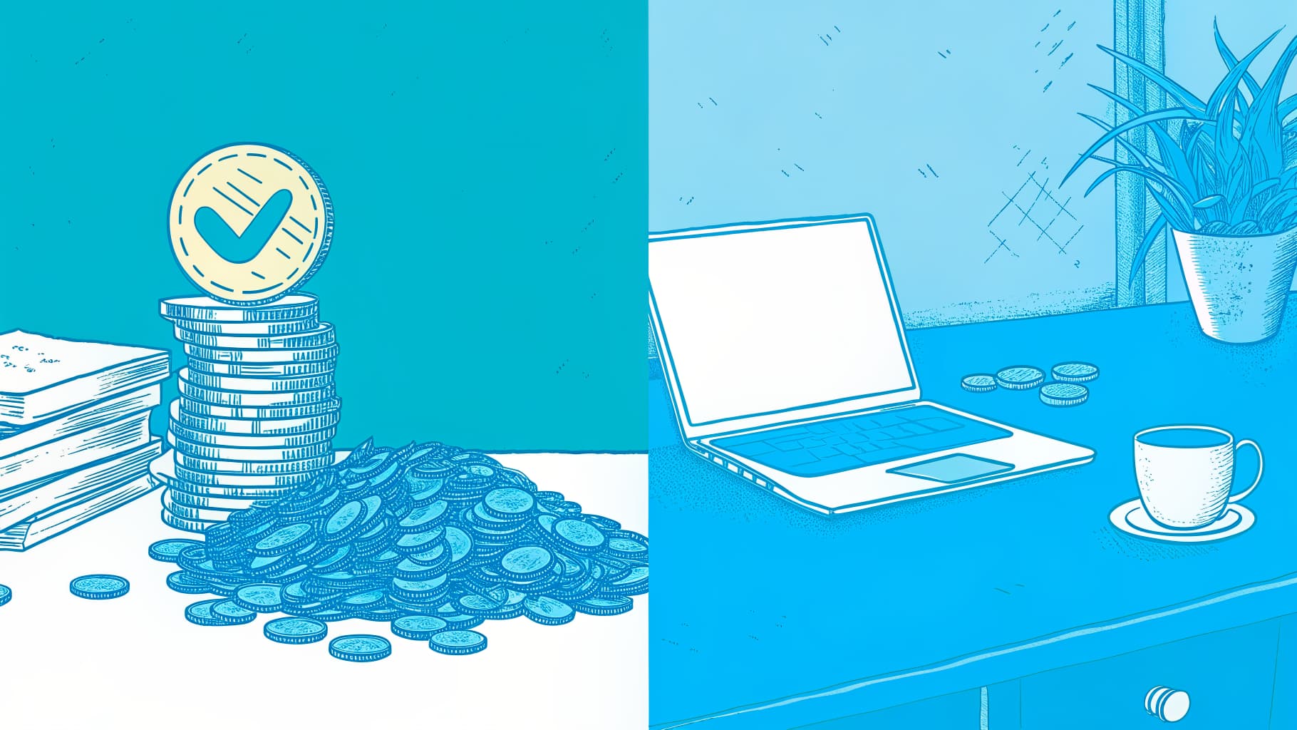 Gold and grey coin stacks contrasting valid transfer credits versus credits that don't count toward a degree