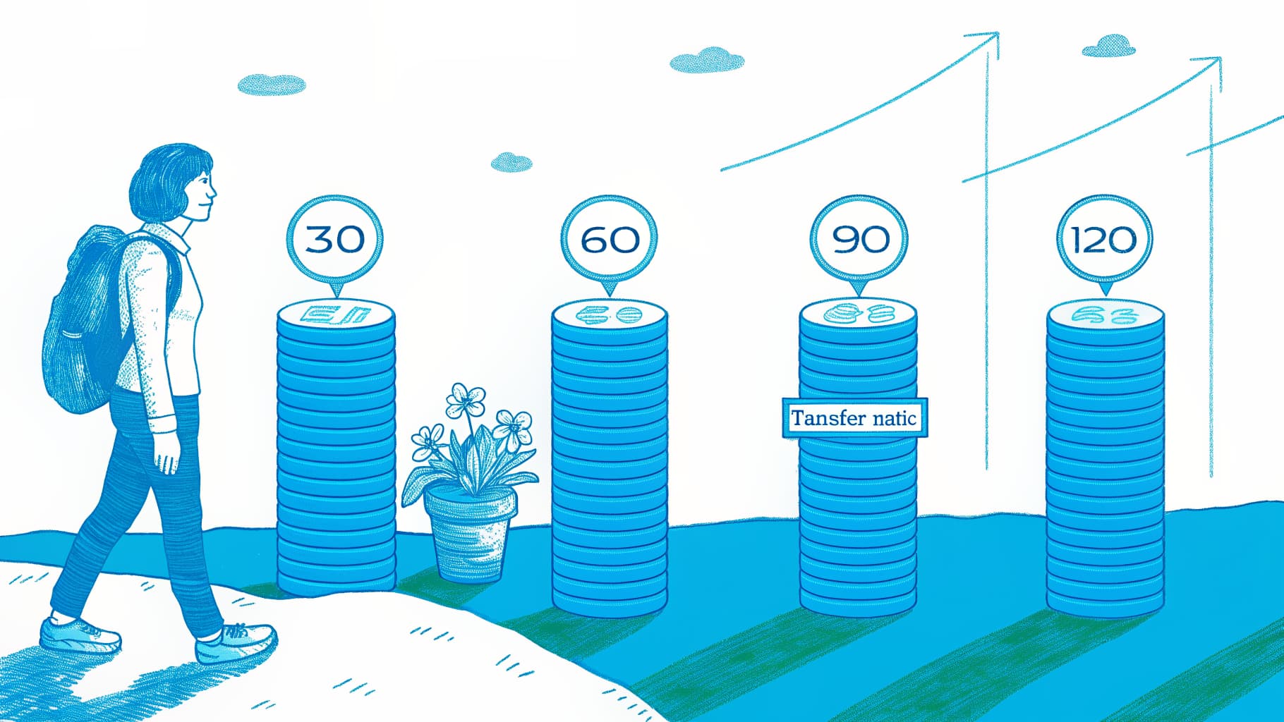 College student on credit milestone path pausing at the 60-credit transfer checkpoint