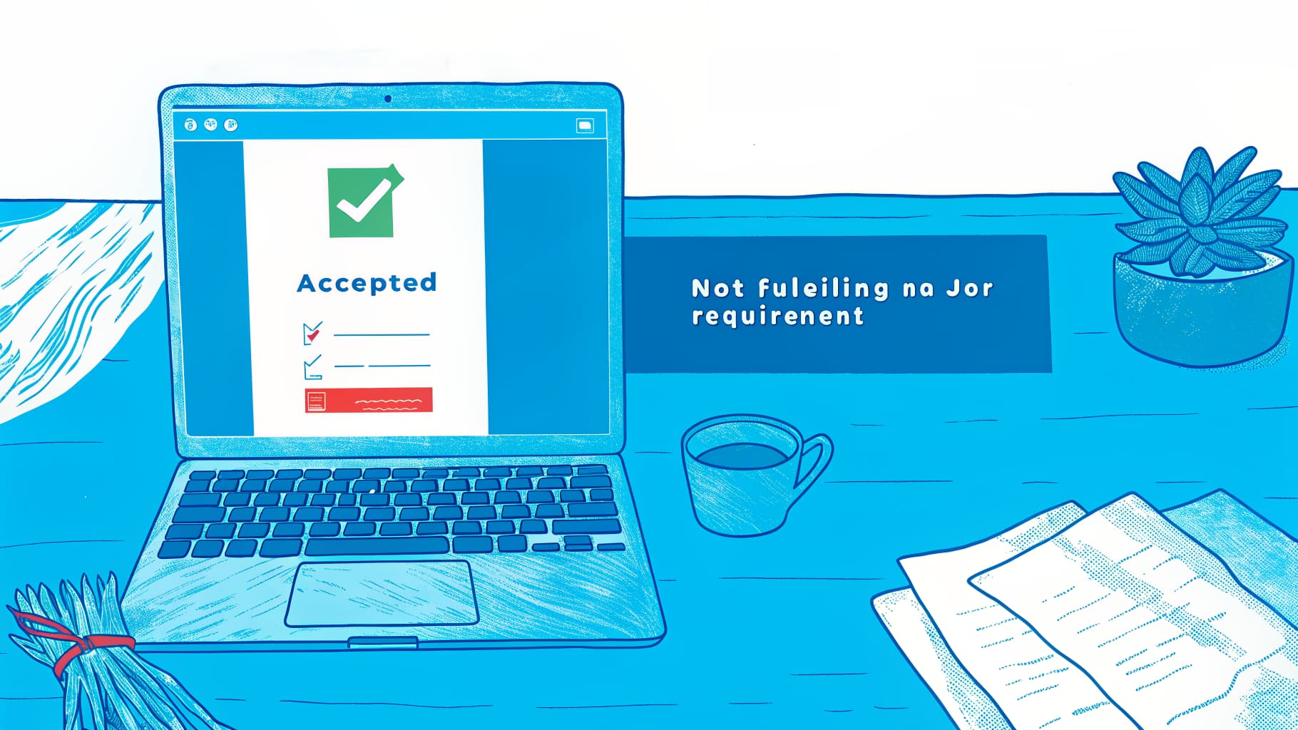 Student at laptop discovers accepted credits don't fulfill major requirements, costing a semester