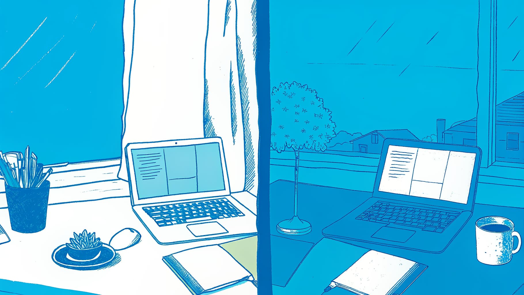 Community college desk and university laptop connected by transfer credit path