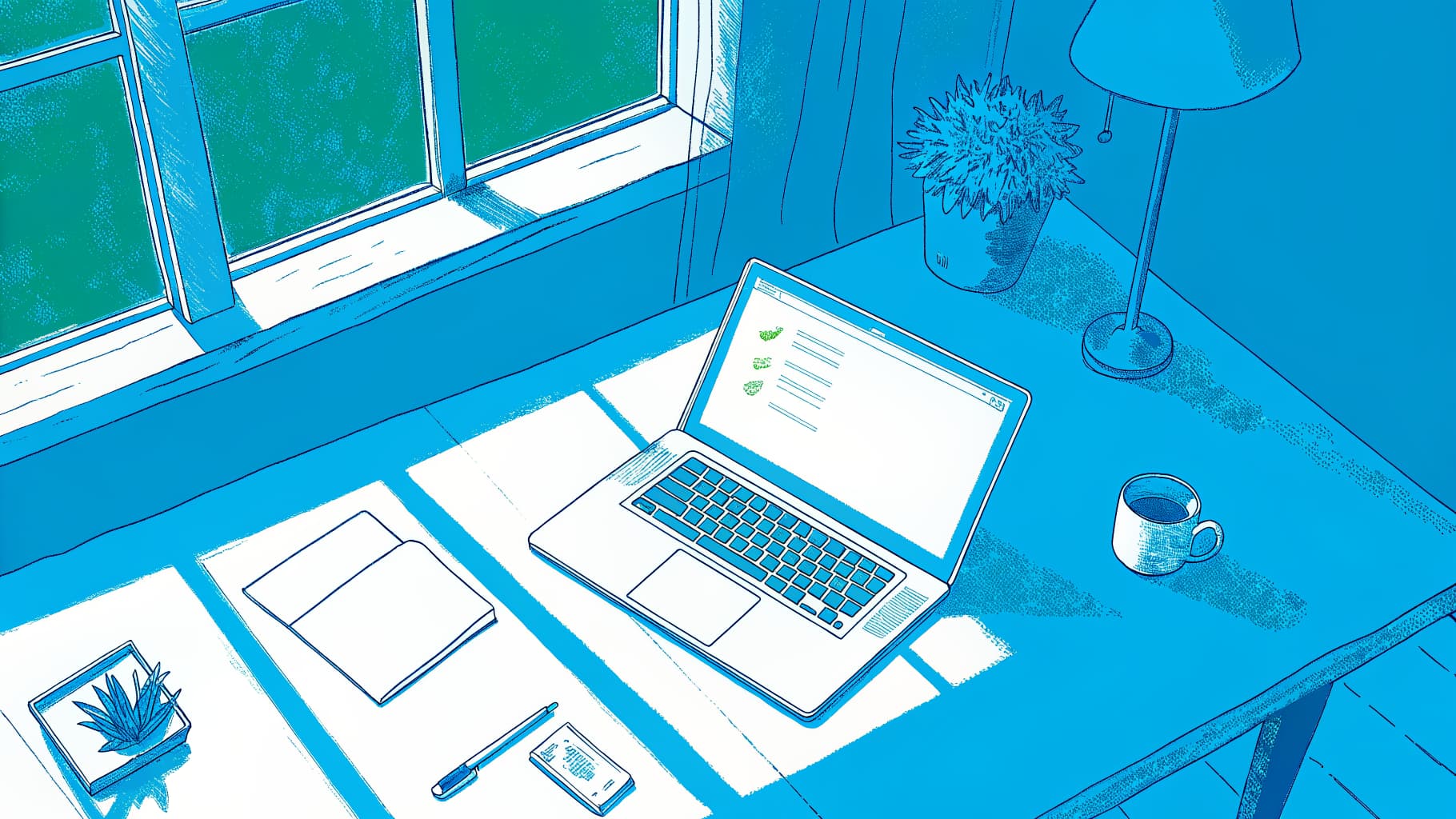 Student desk with sealed college transcripts, laptop application portal, and checklist icons