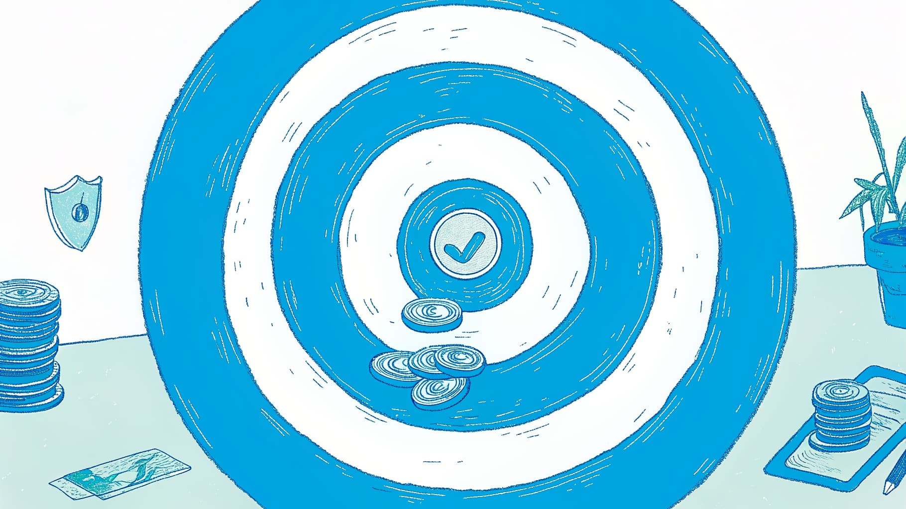 Bullseye target with coin stacks showing the financial cost of wasted transfer credits