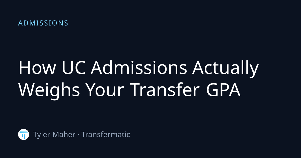 How UC Admissions Actually Weighs Your Transfer GPA | Transfermatic